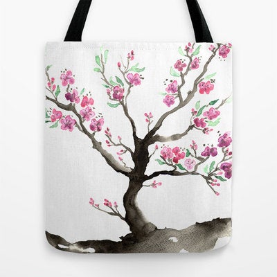 Hand Painted Bag, Sakura Bag, Feminine Bag, Hanpainted Coral Pink Handbag, Cherry Blossoms Bag, Sakura Shoulder Bag, Coral Bag, Sakura Art