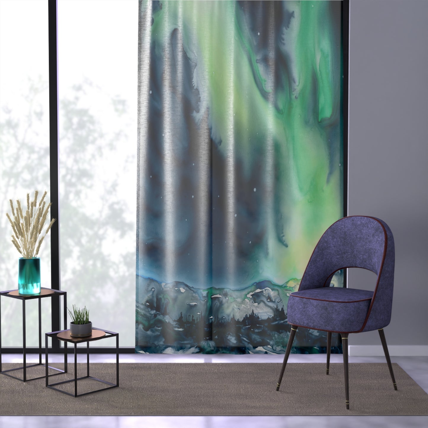 Aurora Borealis Black Out or Sheer Curtains