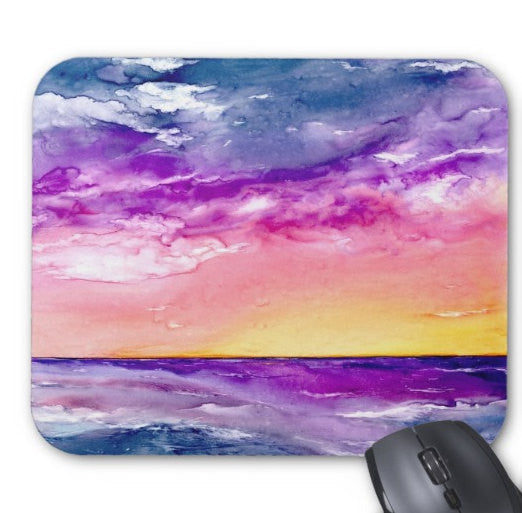 Mousepad - Tormenta Ocean Watercolor Painting - Art for Home or Office Brazen Design Studio Pale Violet Red