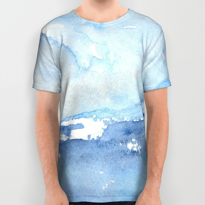 Designer Clothing - Ocean Wave Painting - Artistic All Over Printed T Shirt Brazen Design Studio Lavender